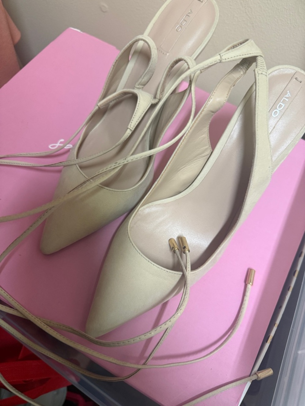 Mother’s Day special ALDO Cream Pointed Toe Slingback Pumps - Picture 2 of 8